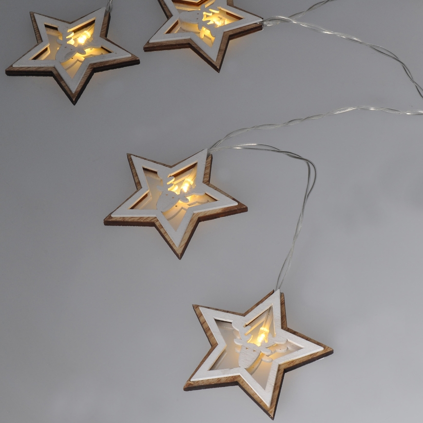LED kerstsnoer 10xLED/2xAA 1,8m warm wit