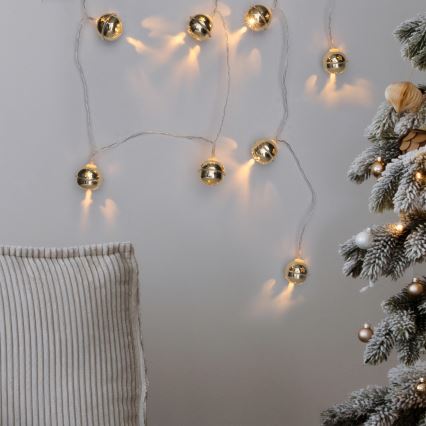 LED Kerst lichtsnoer 10xLED/2xAA/warm wit 1,8m jingle belletjes