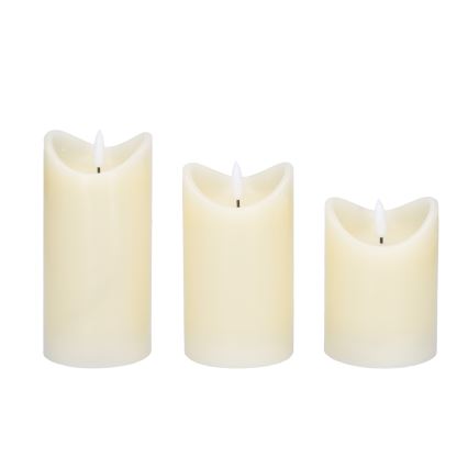 SET 3x LED Kaars van natuurlijke was LED/3xAAA/warm wit