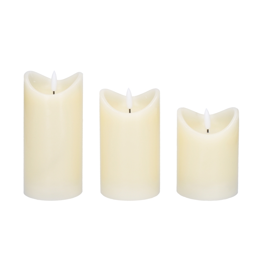 SET 3x LED Kaars van natuurlijke was LED/3xAAA/warm wit