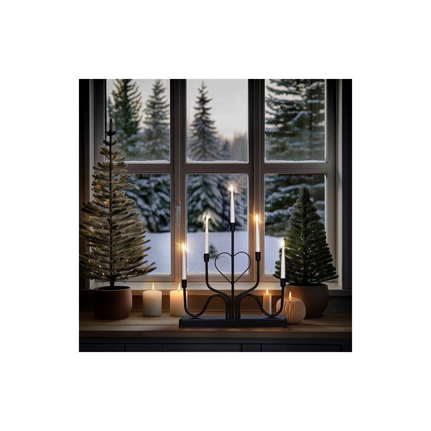 LED kerstkandelaar 5xLED/2xAA warm wit