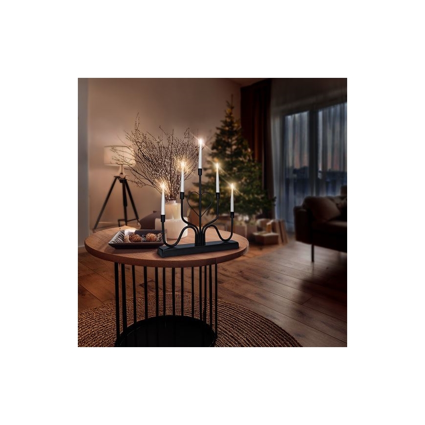 LED kerstkandelaar 5xLED/2xAA warm wit