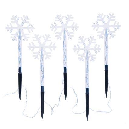 SET 5x LED Buiten Kerstmis lamp LED/3xAA/koud wit IP44