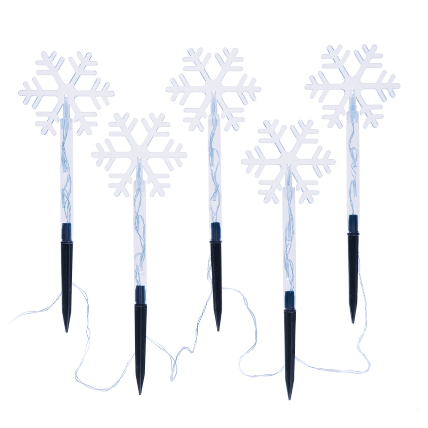 SET 5x LED Buiten Kerstmis lamp LED/3xAA/koud wit IP44