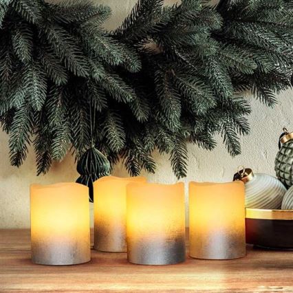 Set van 4 LED-kaarsen van natuurlijke was LED/1xCR2032 warm wit