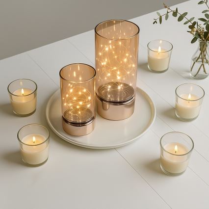 Set van 2 LED-kerstlampjes 20xLED+10xLED/2xAA+3xAA warm wit