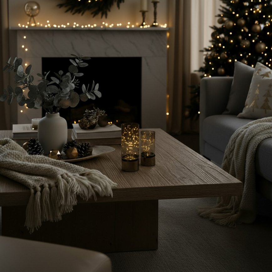 Set van 2 LED-kerstlampjes 20xLED+10xLED/2xAA+3xAA warm wit