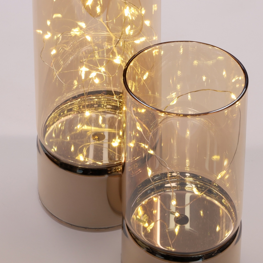 Set van 2 LED-kerstlampjes 20xLED+10xLED/2xAA+3xAA warm wit