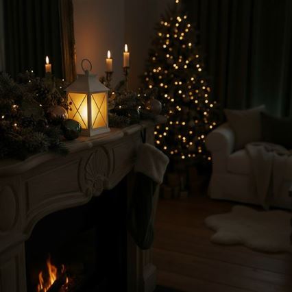 LED kerstlantaarn LED/2xAA warm wit