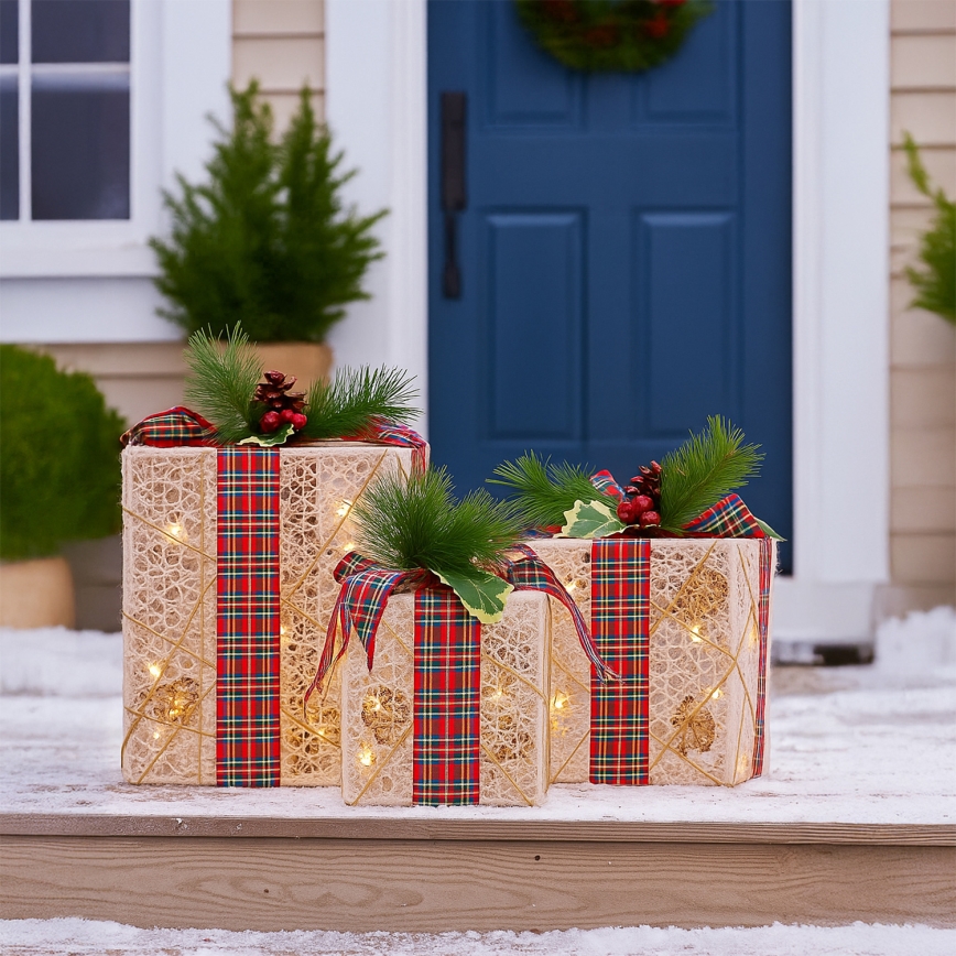 SET 3x LED kerstcadeau 48xLED/3,6W/230V IP44 warm wit