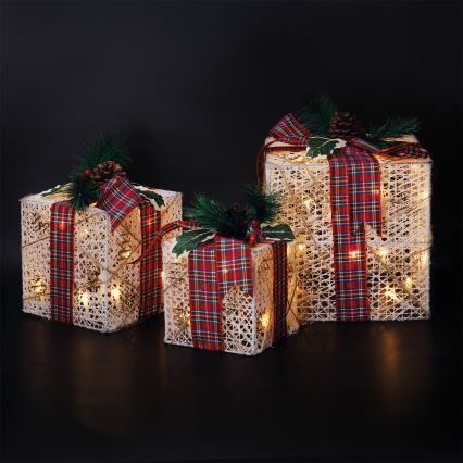 SET 3x LED kerstcadeau 48xLED/3,6W/230V IP44 warm wit