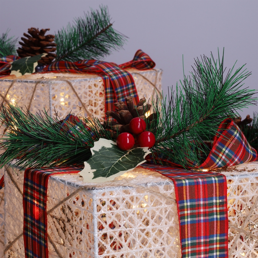 SET 3x LED kerstcadeau 48xLED/3,6W/230V IP44 warm wit