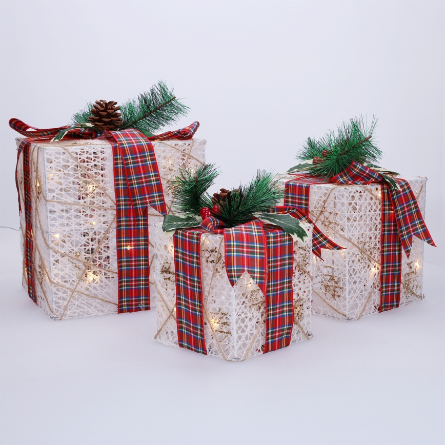 SET 3x LED kerstcadeau 48xLED/3,6W/230V IP44 warm wit