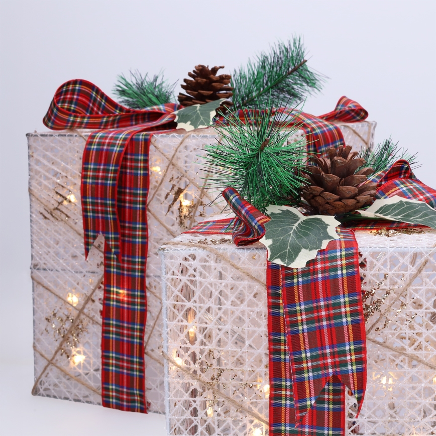 SET 3x LED kerstcadeau 48xLED/3,6W/230V IP44 warm wit