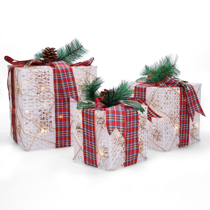 SET 3x LED kerstcadeau 48xLED/3,6W/230V IP44 warm wit