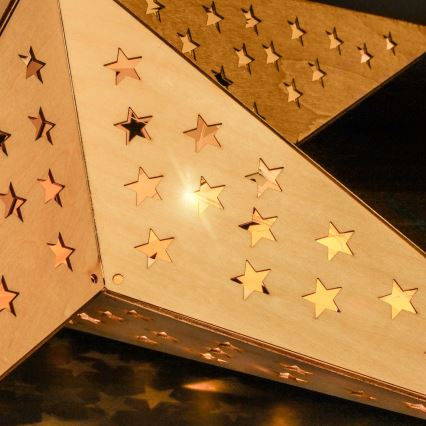 LED kerstdecoratie 20xLED/2xAA warm wit beige ster