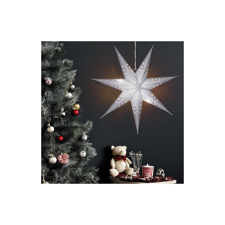 LED kerstdecoratie 20xLED/2xAA warm wit zilveren ster