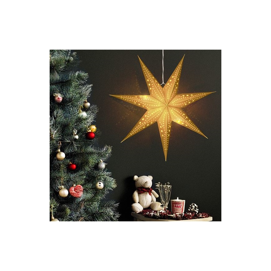 LED kerstdecoratie 20xLED/2xAA 60 cm warm wit gouden ster
