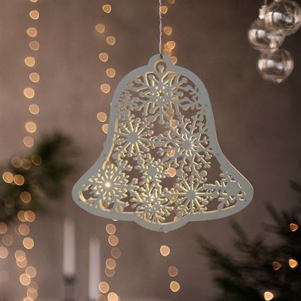 LED-kerstdecoratie 9xLED/2xAA warm wit kerstbel