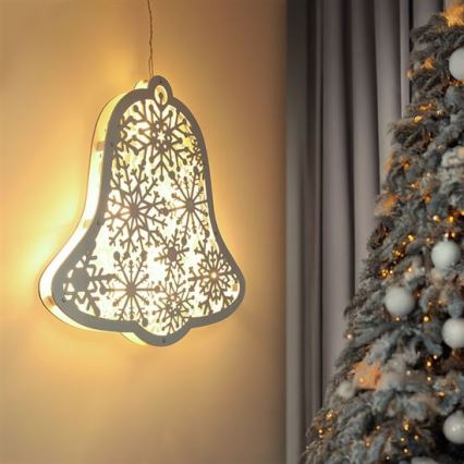 LED-kerstdecoratie 9xLED/2xAA warm wit kerstbel