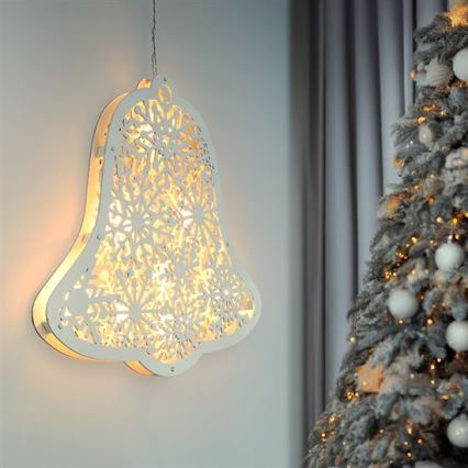 LED-kerstdecoratie 9xLED/2xAA warm wit kerstbel