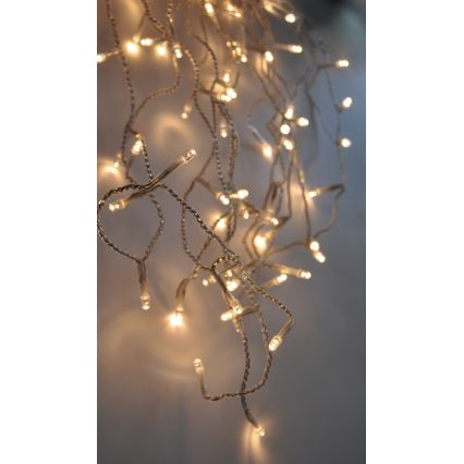 LED buitengordijn 360xLED/8 functies 15m IP44 warm wit