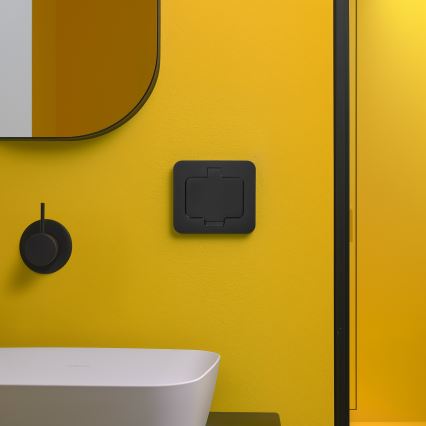 Buiten inbouw vloer stopcontact IP55 zwart rechthoekig