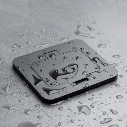Buiten inbouw vloer stopcontact IP55 zwart rechthoekig