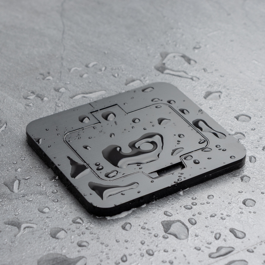 Buiten inbouw vloer stopcontact IP55 zwart rechthoekig