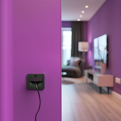Buiten inbouw vloer stopcontact IP55 zwart rechthoekig