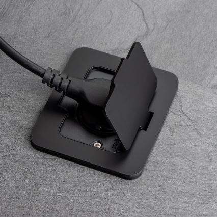 Buiten inbouw vloer stopcontact IP55 zwart rechthoekig