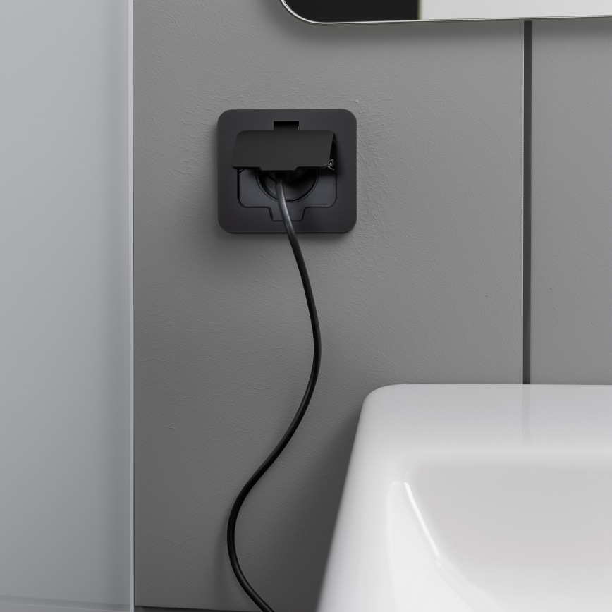 Buiten inbouw vloer stopcontact IP55 zwart rechthoekig