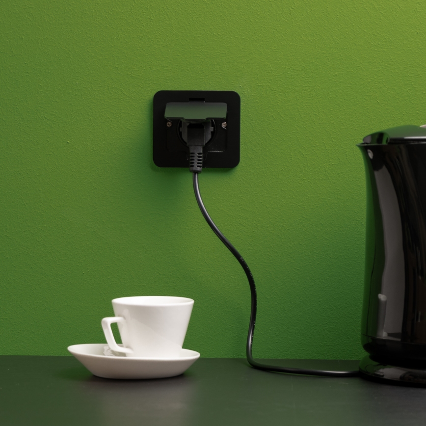 Buiten inbouw vloer stopcontact IP55 zwart rechthoekig