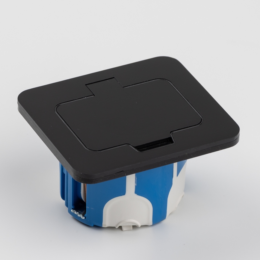 Buiten inbouw vloer stopcontact IP55 zwart rechthoekig