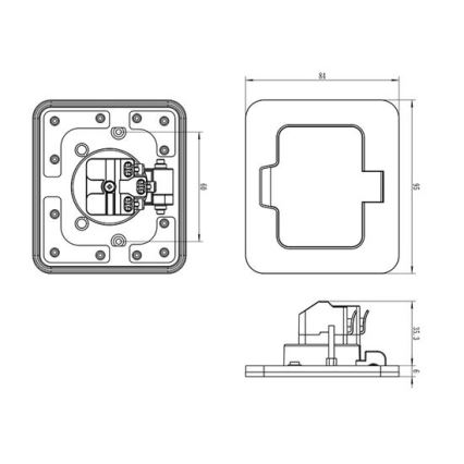 Buiten inbouw vloer stopcontact IP55 zwart rechthoekig