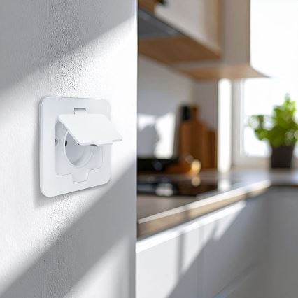 Inbouw-vloercontactdoos voor buiten IP55, wit, rechthoekig