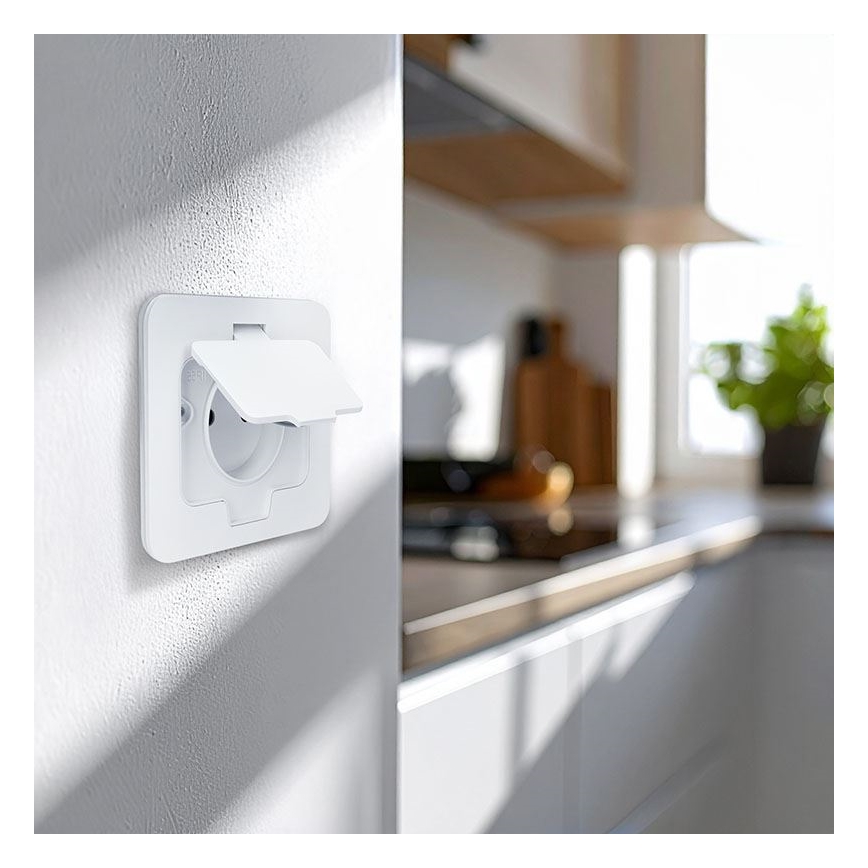 Inbouw-vloercontactdoos voor buiten IP55, wit, rechthoekig