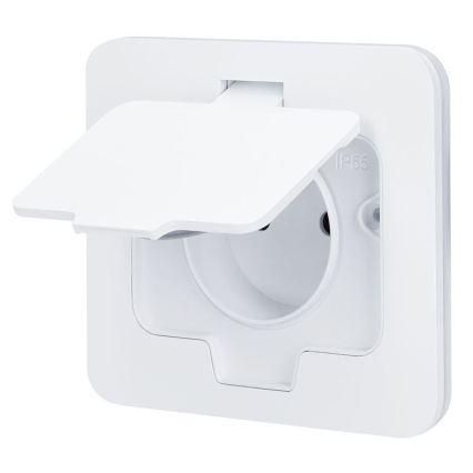 Inbouw-vloercontactdoos voor buiten IP55, wit, rechthoekig