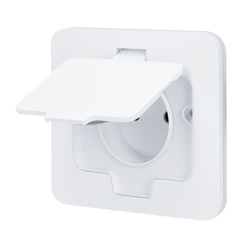 Inbouw-vloercontactdoos voor buiten IP55, wit, rechthoekig