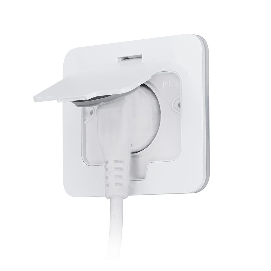 Inbouw-vloercontactdoos voor buiten IP55, wit, rechthoekig