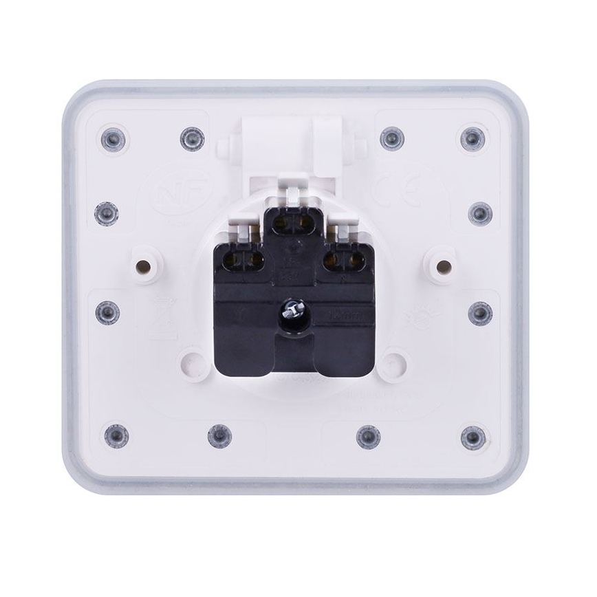 Inbouw-vloercontactdoos voor buiten IP55, wit, rechthoekig