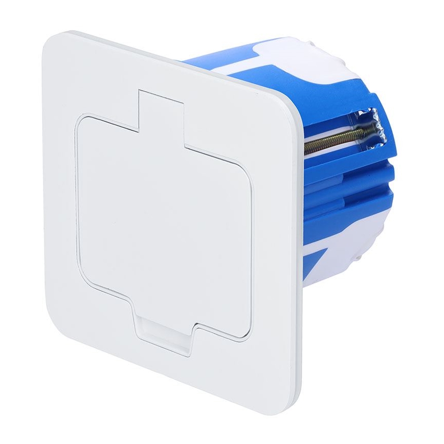 Inbouw-vloercontactdoos voor buiten IP55, wit, rechthoekig