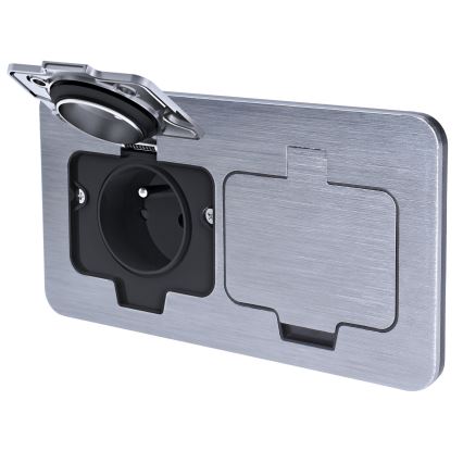 Buiten inbouw vloer double socket IP55 hoekig