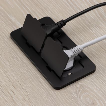 Buiten inbouw vloer dubbele aansluiting IP55 zwart rechthoekig