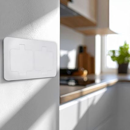 Dubbele inbouw-vloercontactdoos voor buiten, IP55, wit, rechthoekig
