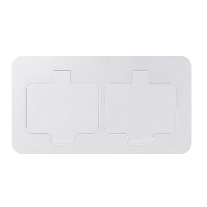 Dubbele inbouw-vloercontactdoos voor buiten, IP55, wit, rechthoekig