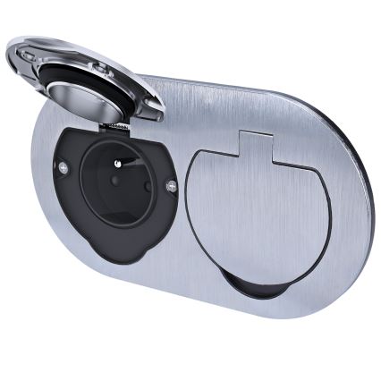 Buiten inbouw vloer double socket IP55 rond