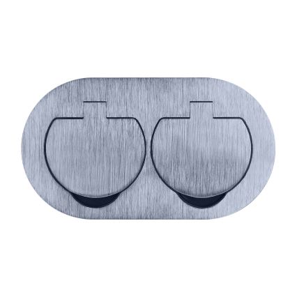 Buiten inbouw vloer double socket IP55 rond
