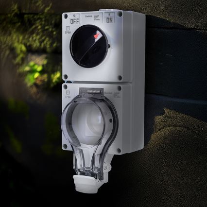 Wandcontactdoos voor vochtige ruimtes met schakelaar 230 V/16 A, IP66