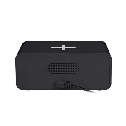 Digitale klok met Qi draadloze oplader 230V/CR2032 zwart